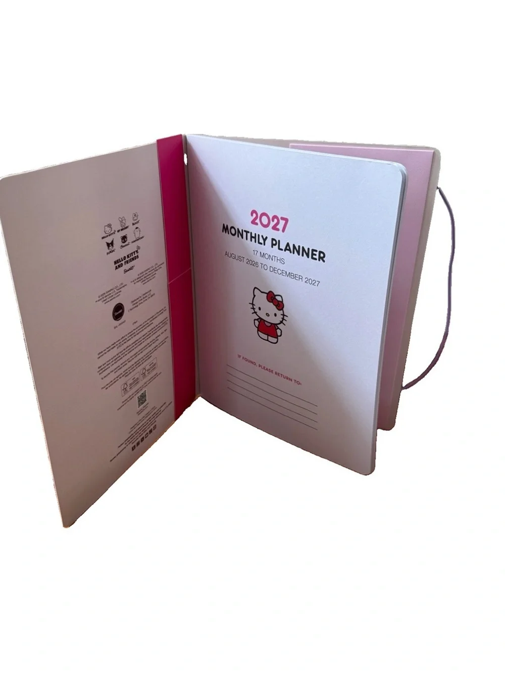 Sanrio Hello Kitty & Friends 17-month Aug 2026-Dec.2027 Slim Thin Planner 9.5x7.